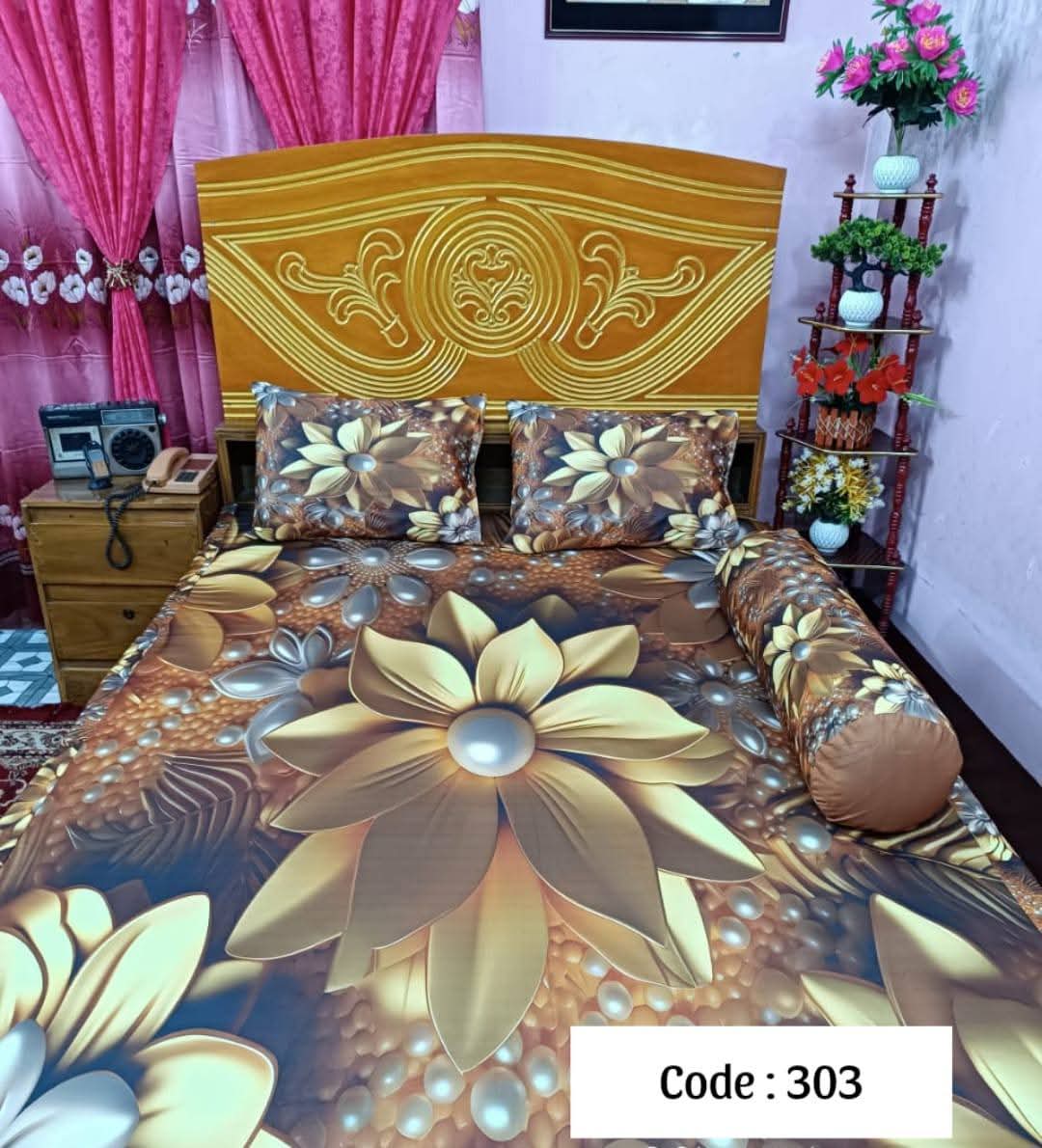 Primium 3D Bedsheet Four Piece Set code 303