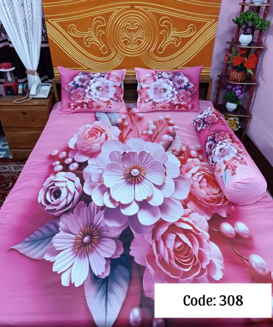 Primium 3D Bedsheet Four Piece Set code 308