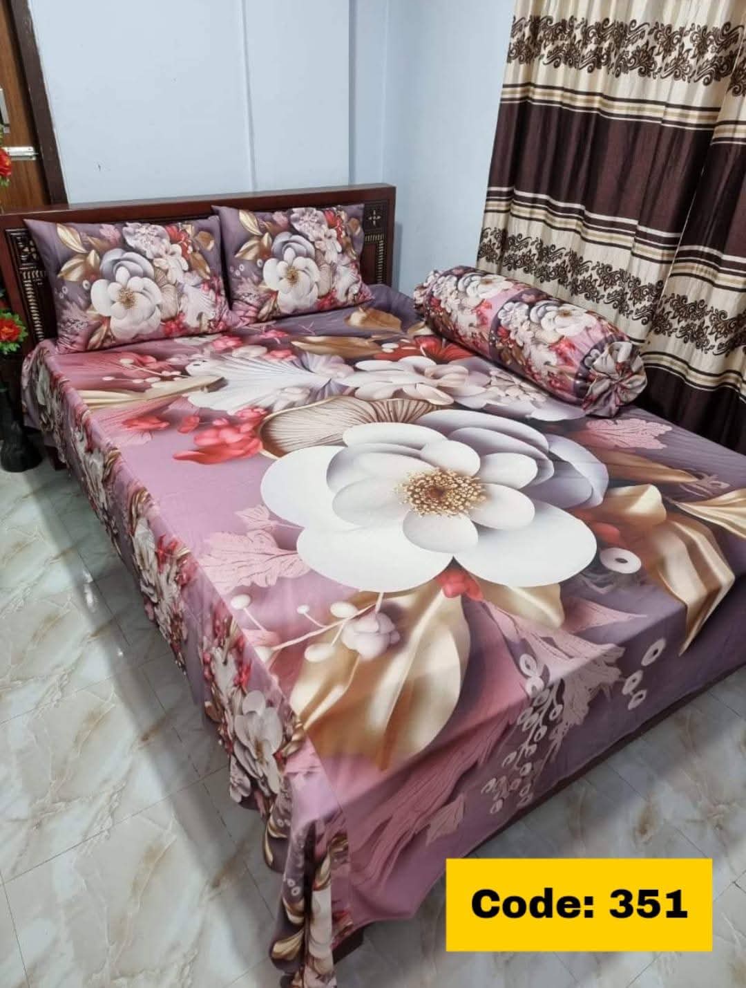 Primium 3D Bedsheet Four Piece Set code 351