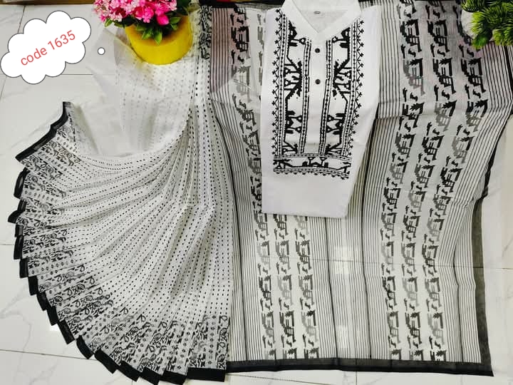 Half Silk saree & panjabi couple set code 1635