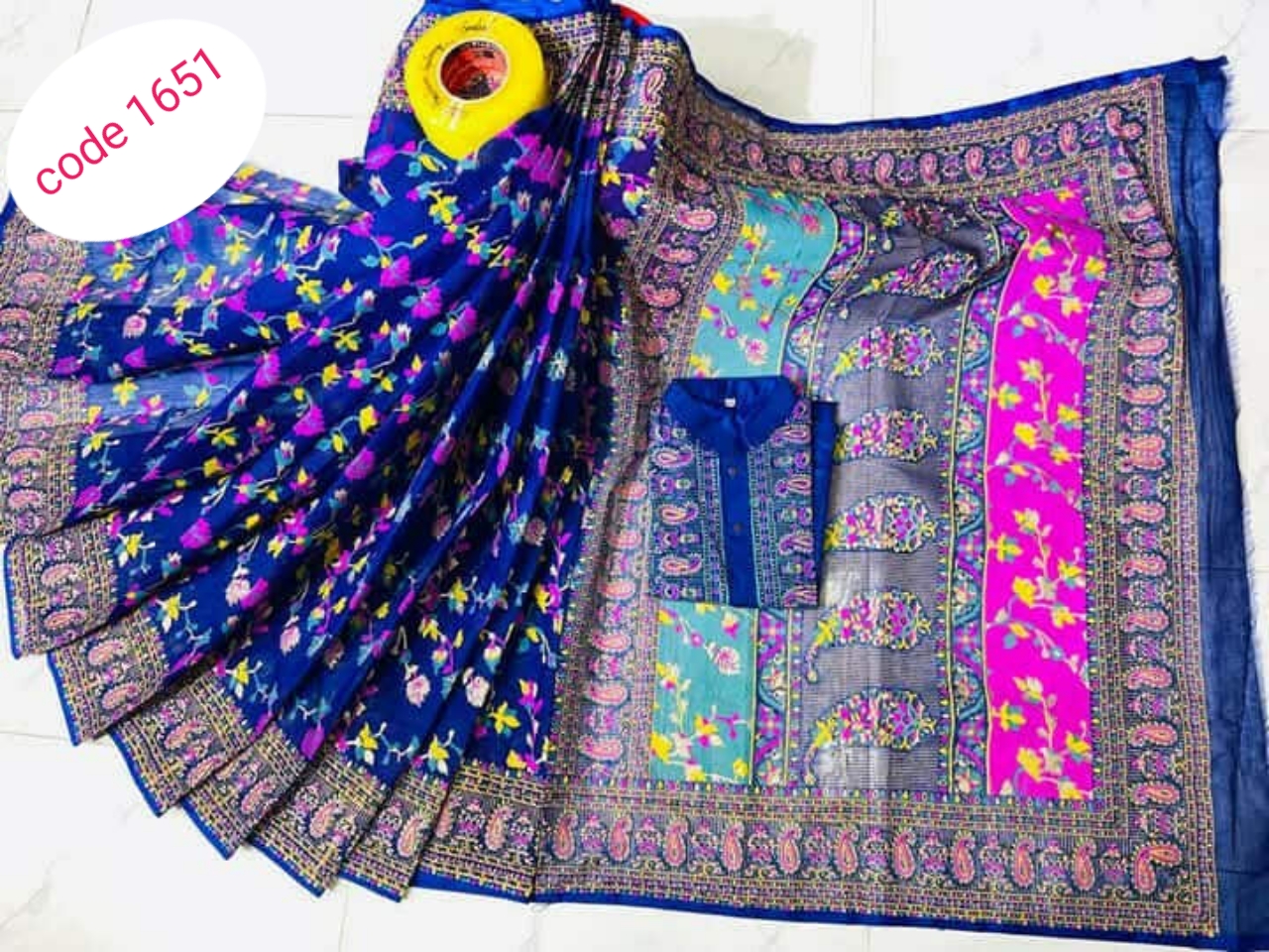 Half Silk saree & panjabi couple set code 1651