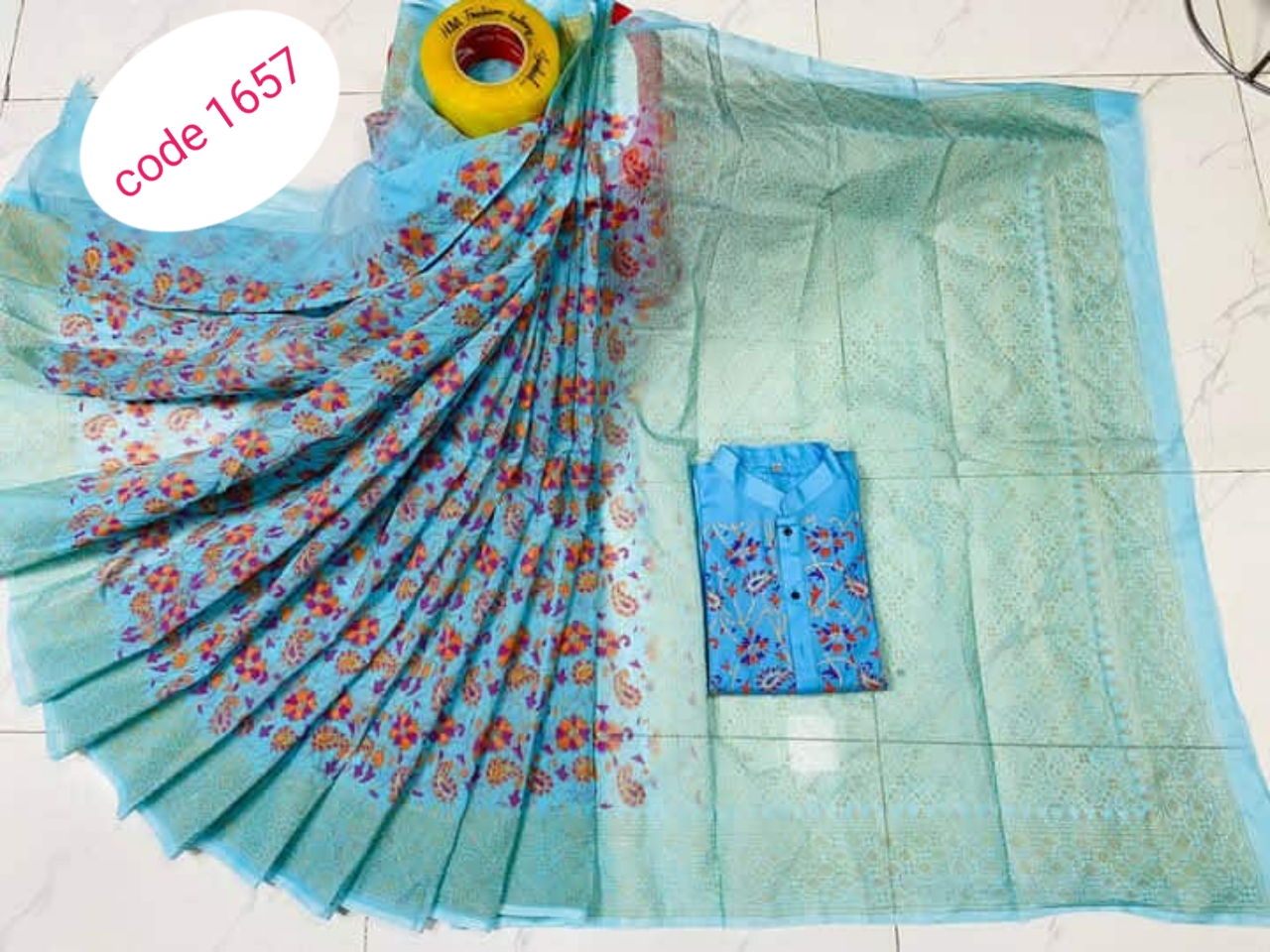 Half Silk saree & panjabi couple set code 1657