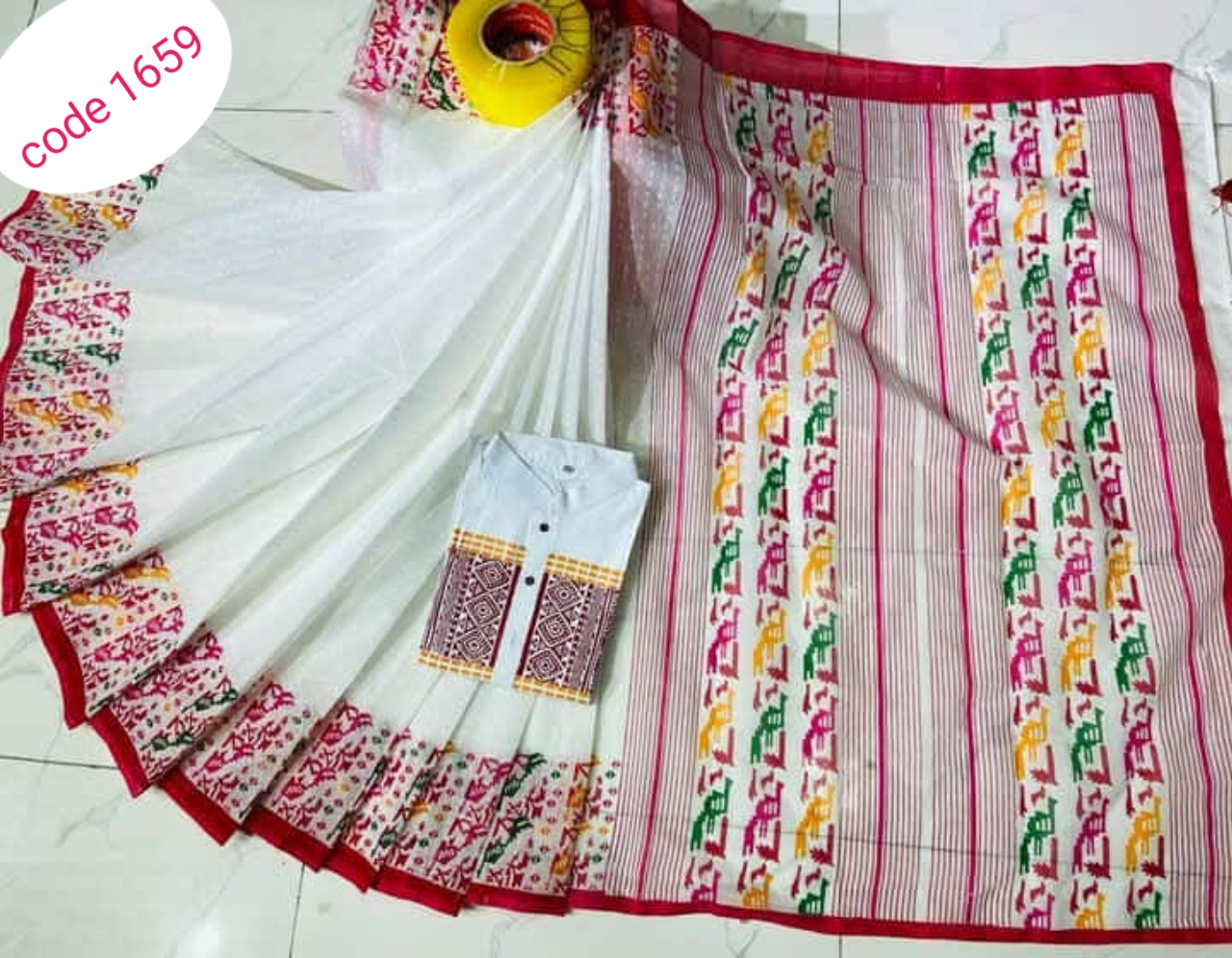 Half Silk saree & panjabi couple set code 1659