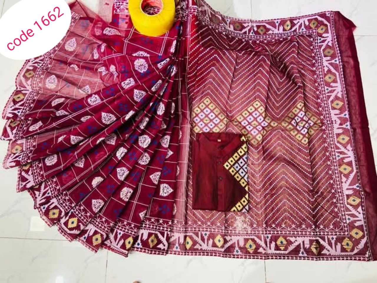 Half Silk saree & panjabi couple set code 1662
