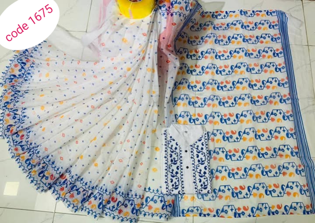 Half Silk saree & panjabi couple set code 1675