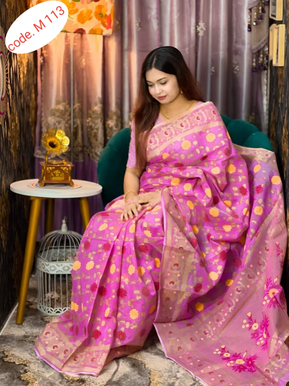 Chanderi silk sharee code. M 113