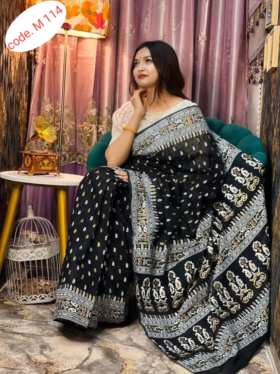 Chanderi silk sharee code. M 114