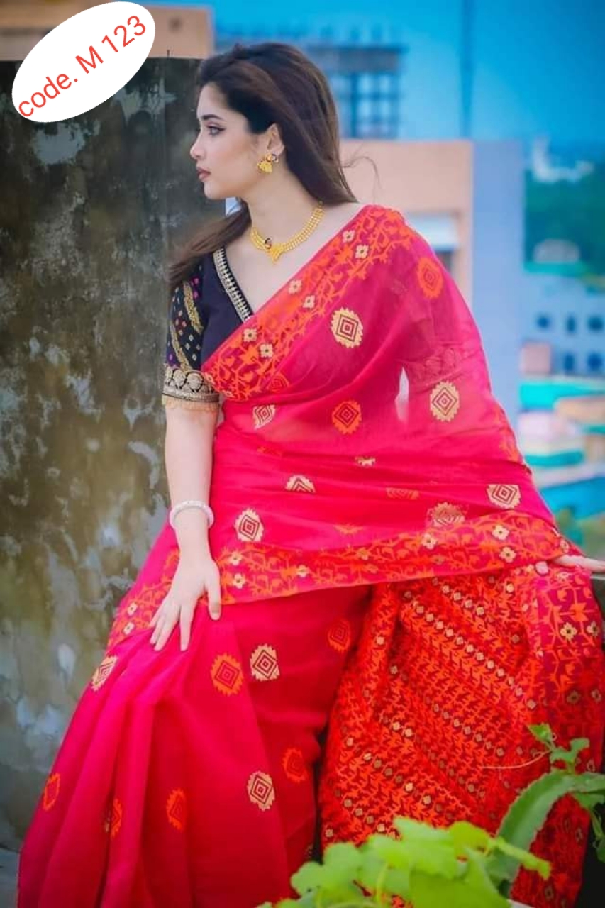 Soft half silk sharee code. M 123