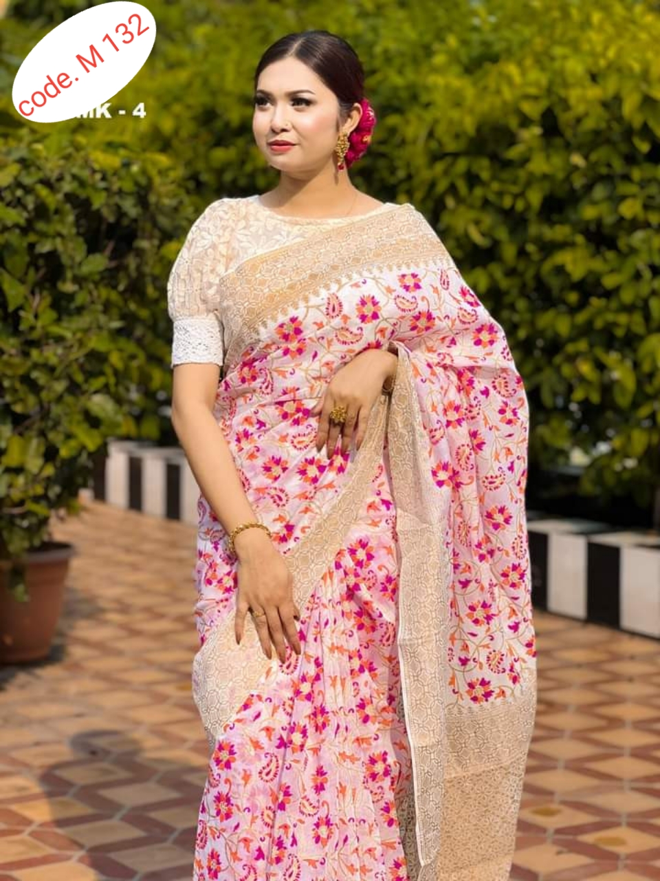 Half Silk saree code M 132