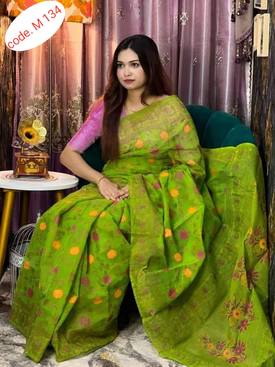 Half Silk saree code M 134