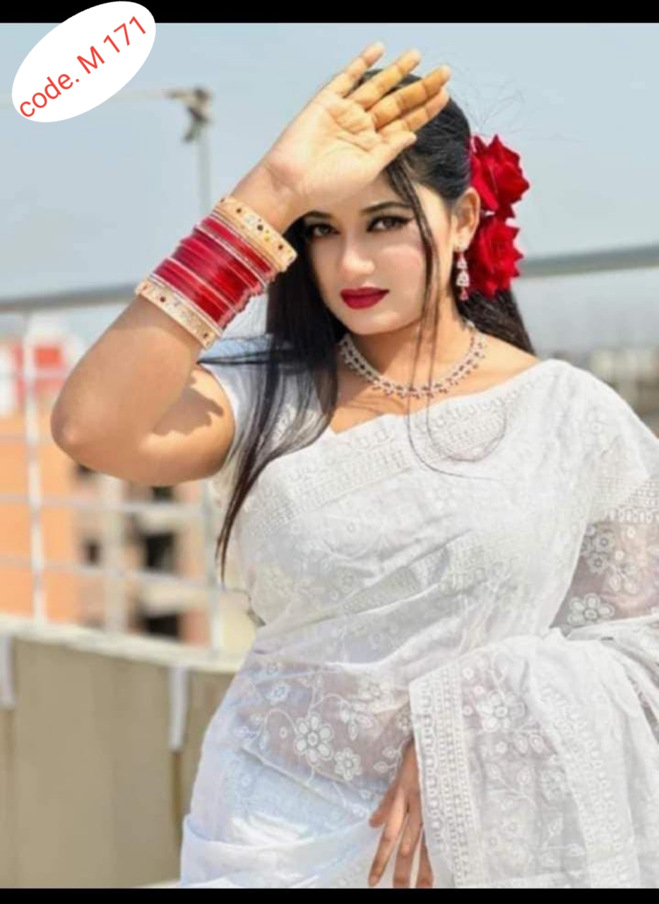 Half silk saree skin print kaj  code M 171