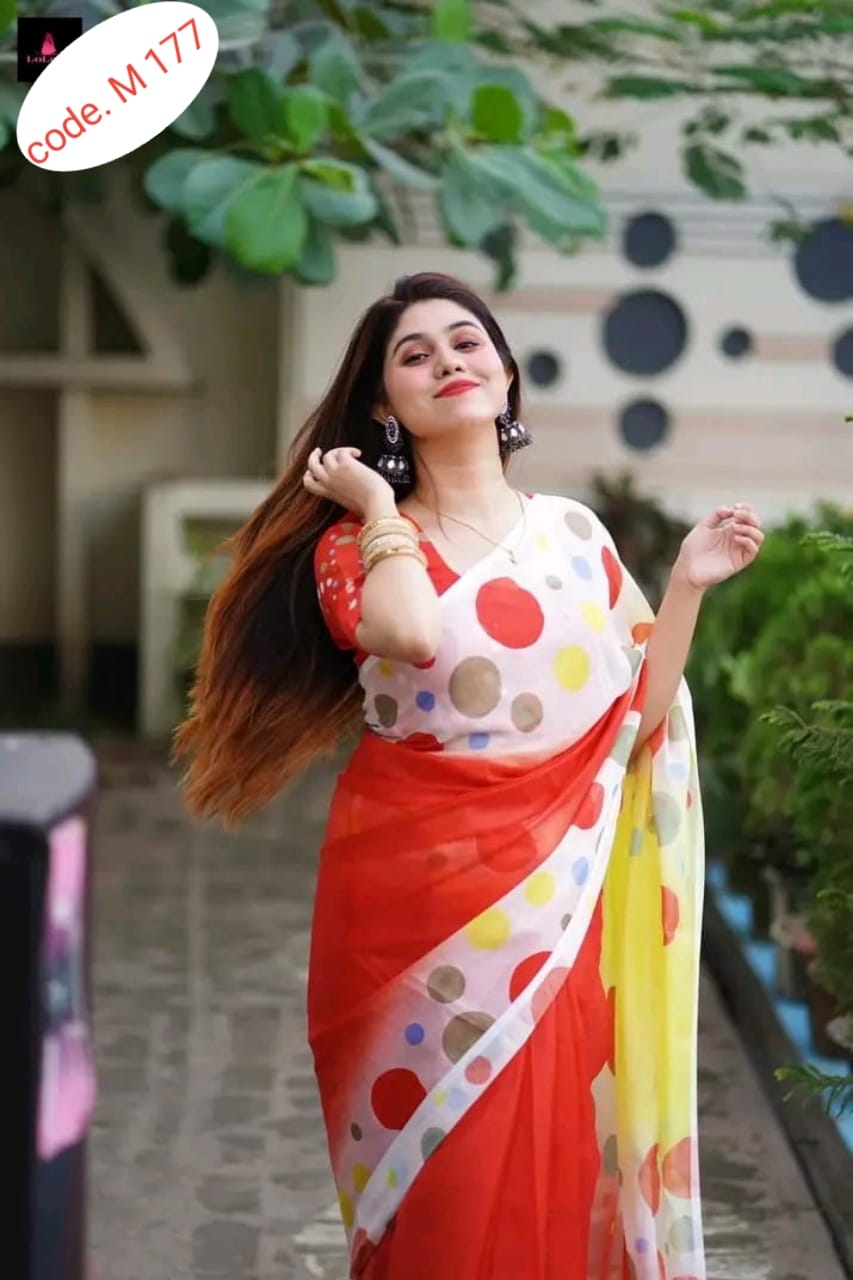 Chanderi silk digital print saree code.M 177