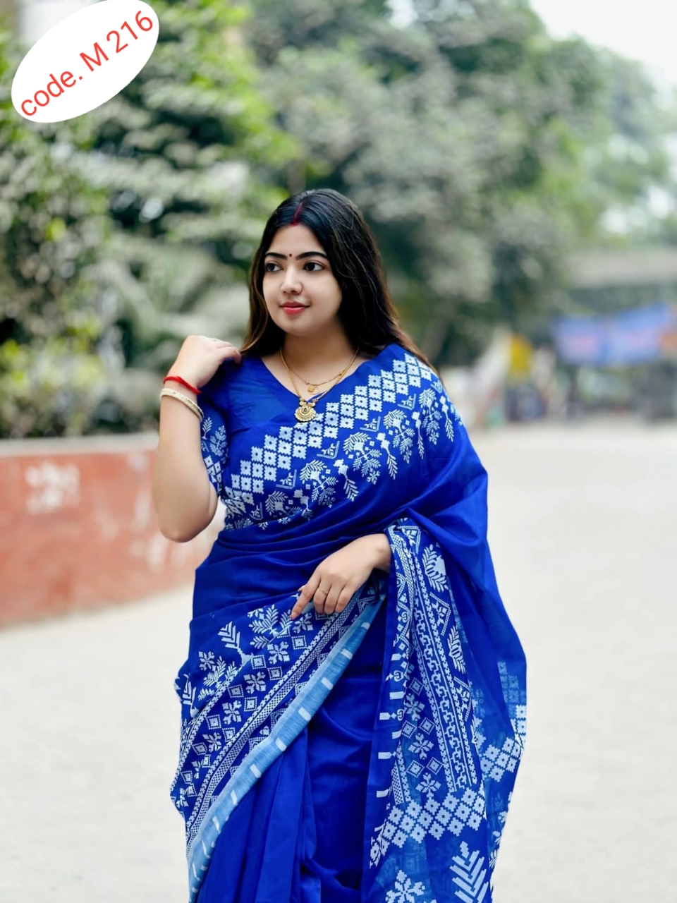 Half Silk Digital Print Saree code. M 216