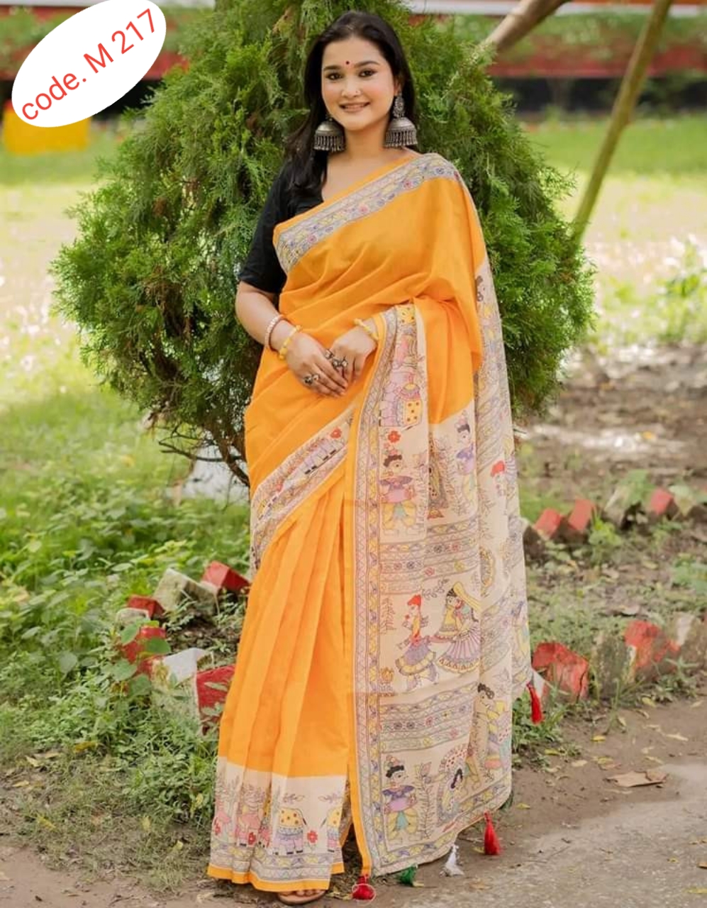 Half Silk Digital Print Saree code. M 217