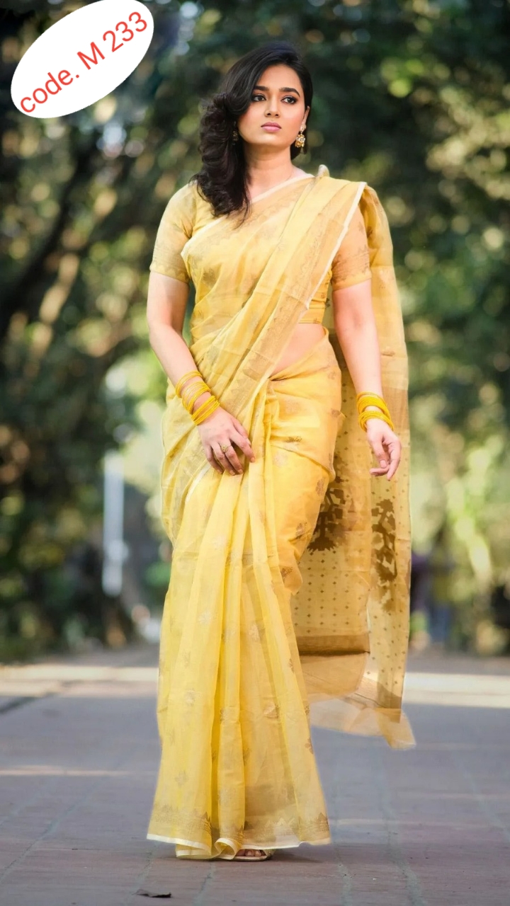 Premium Semi Moslin Saree code M 233