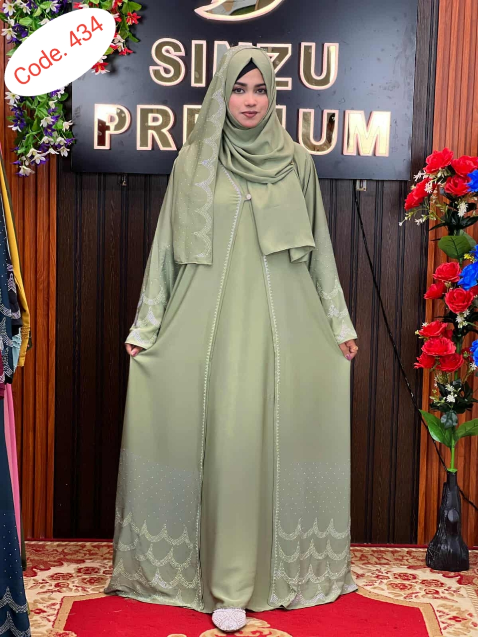 Orginal Dubai cherry febric borka code. 434