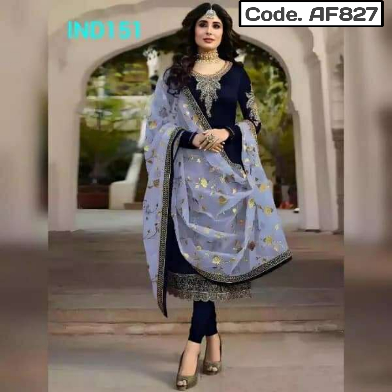 Georgeette Designer secuence Embroidery  Salwar kameez Code. AF827