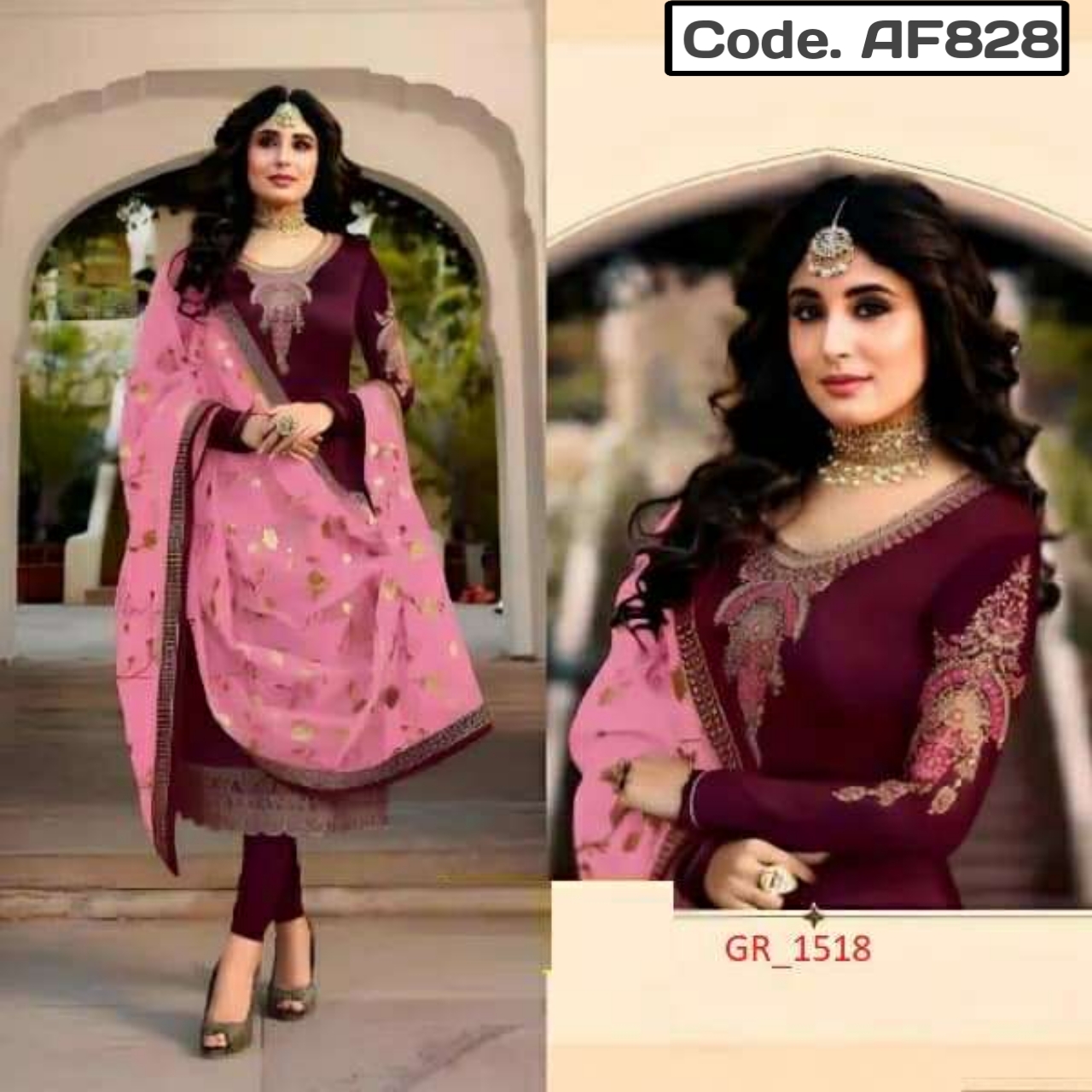 Georgeette Designer secuence Embroidery  Salwar kameez Code. AF828