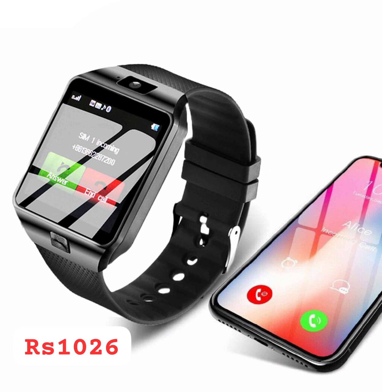 Dz09 smart watch সিম মেমরি সাপোর্টেড স্মার্ট ওয়াচ code rs1026