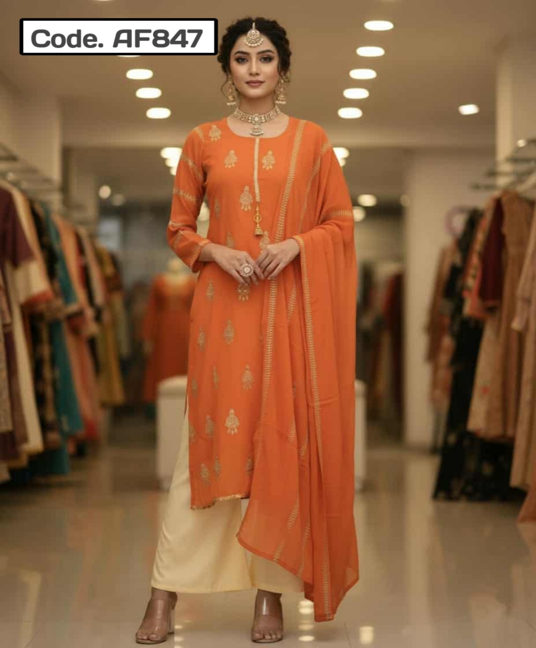 Indian Unstitched Jorjet Three Piece Code. AF847