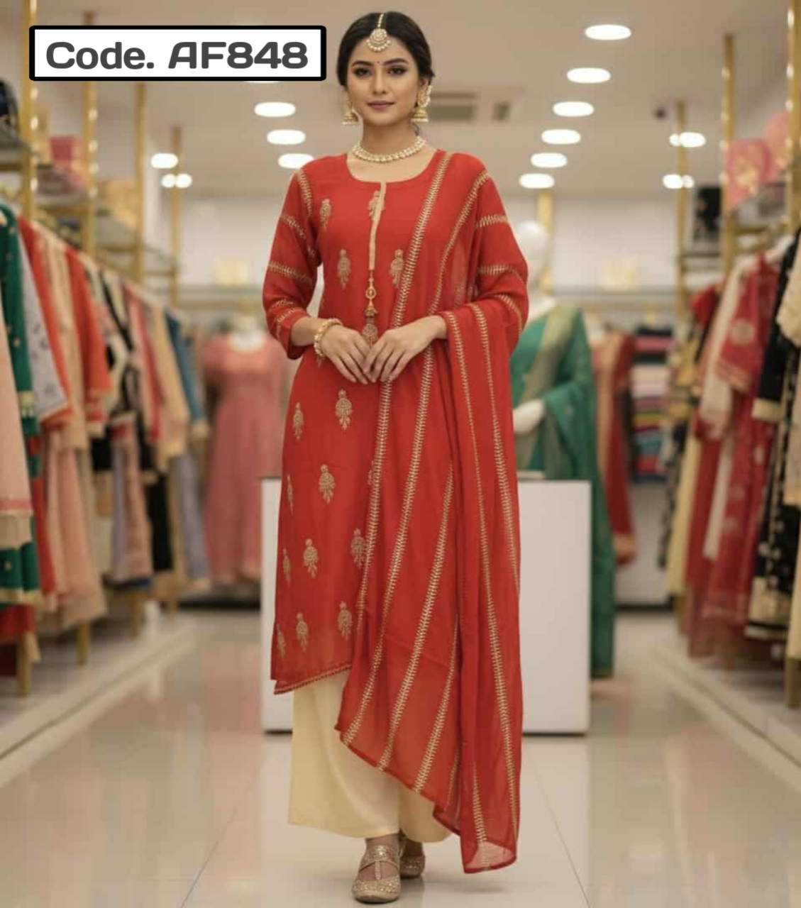 Indian Unstitched Jorjet Three Piece Code. AF848