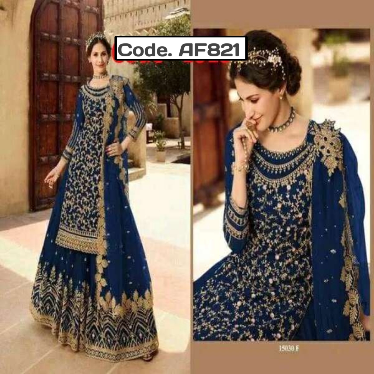 Georgeette Designer secuence Embroidery  Salwar kameez Code. AF821