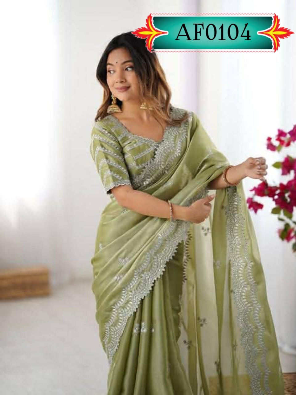 ইন্ডিয়ান জেমিচু ফ্যাব্রিক এমব্রয়ডারি কাজ করা Code. AF0104