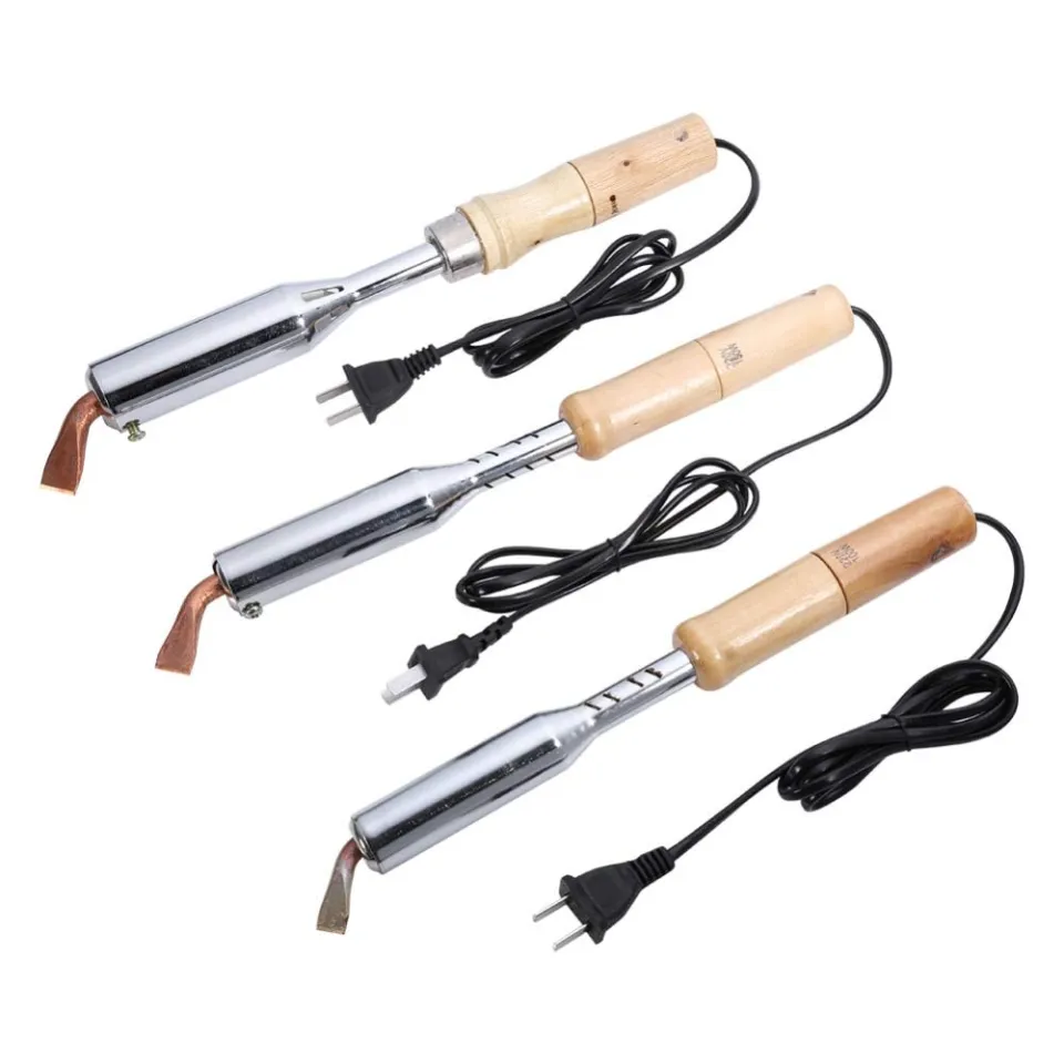 Soldering Iron Kit, 1 Piece 220V Electric Soldering Iron Beautiful Welded Chisel Pointed Wood Handle Good Soldering Tool Fast Heating Time 100 watt