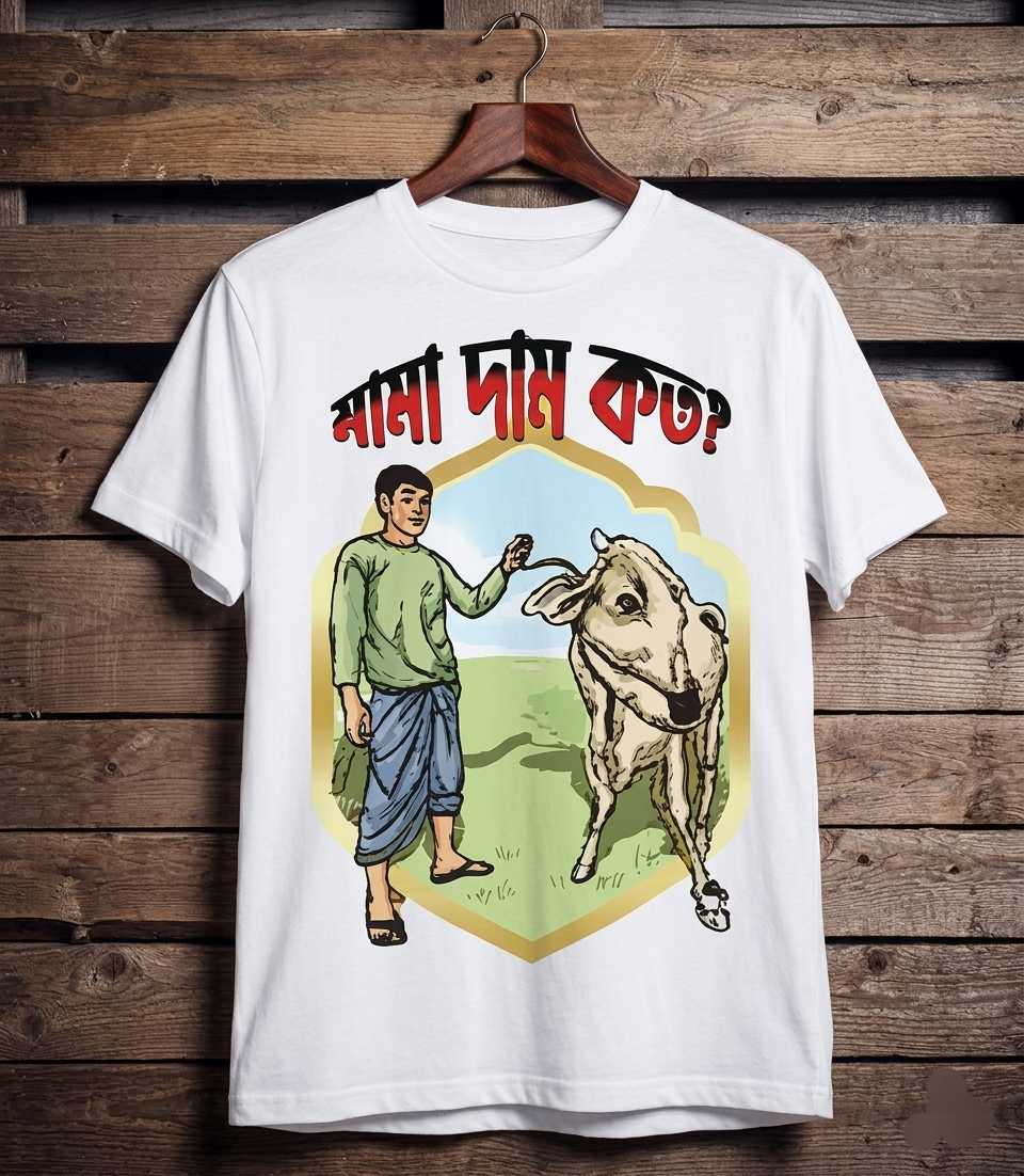 "মামা দাম কত?" — ঈদুল আযহা হাট এডিশন টি-শার্ট