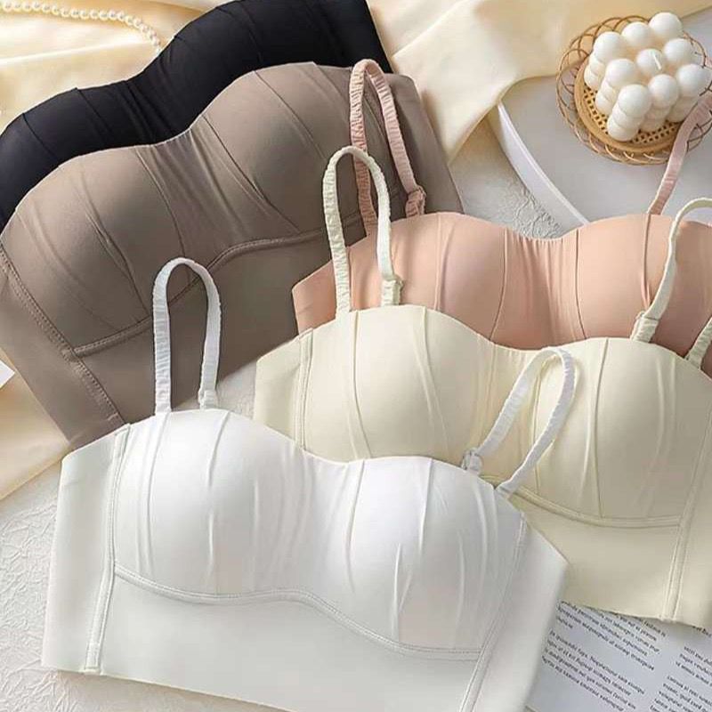 New Spandex French Pleated Bra New Detachable Ringless Thin Bra