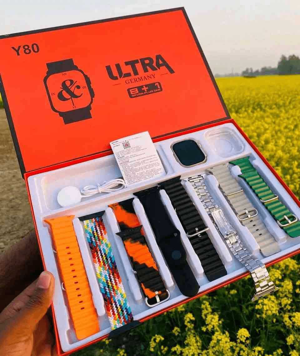 Y80 Ultra Smartwatch With 8 Strap